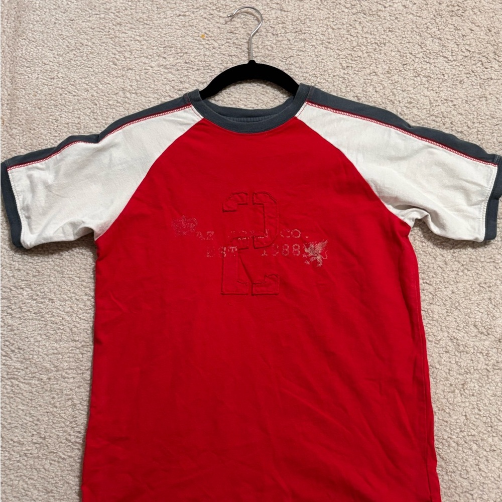 Red and White Kids Raglan T-Shirt